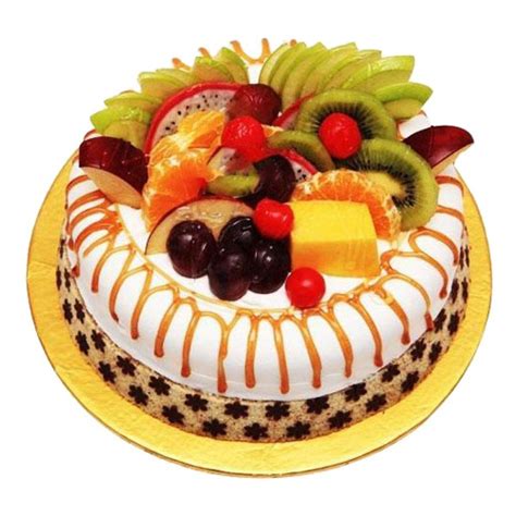 Fresh And Organic Fruit Vanilla Cake Gently Baked On Oven And Decorated