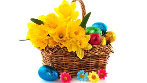 Yellow Flowers And Eggs For Easter Wallpapers And Images Wallpapers