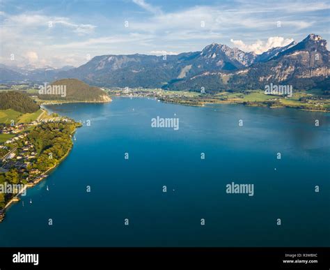 Austria Salzkammergut Sankt Wolfgang Aerial View Of Lake Wolfgangsee