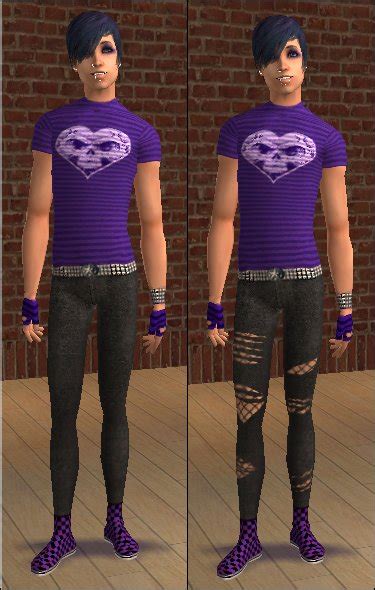 Mod The Sims Old Sims2 Inebriant Emo V1 Purpleripped Set