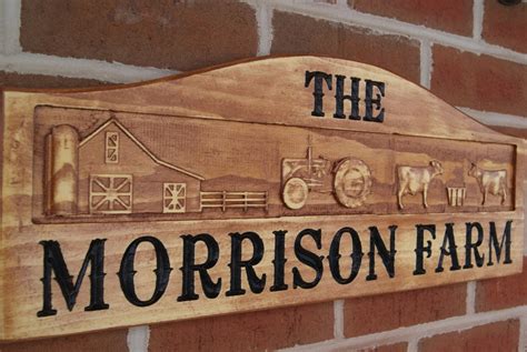 Personalized Wooden Carved Farm Sign 3d Raised Graphics Barn