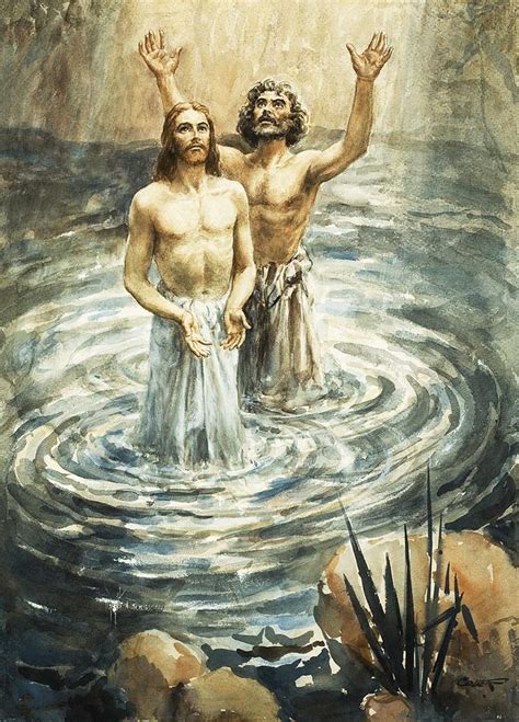 Christ Being Baptised Painting By Henry Coller Pixels