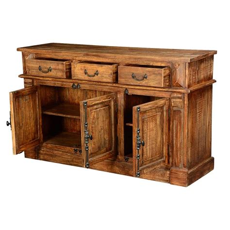 Save on home furniture for all rooms in your home. Teton Rustic Solid Wood 3 Drawer Large Sideboard Cabinet
