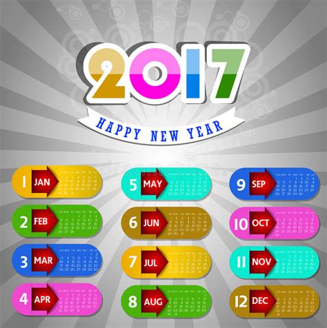 Calendar For 2017 Object For Design Element Stock Vector Illustration