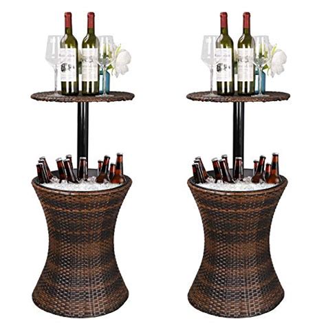 The legs are made with a telescopic system. ZENSTYLE Height Adjustable Cool Bar Rattan Style Outdoor ...
