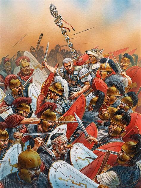 Roman Soldiers In Battle Painting