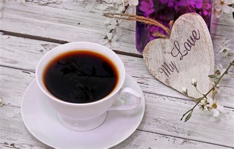 Free download Wallpaper love heart flowers cup spring coffee images for ...