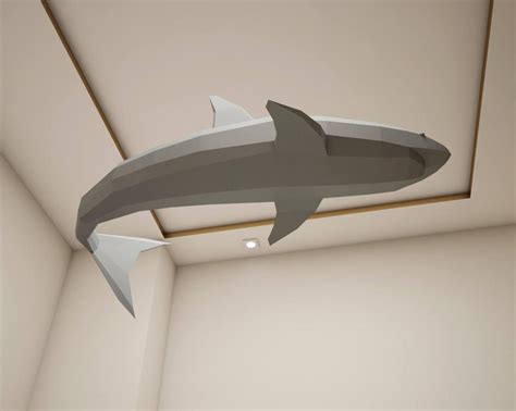 Papercraft Shark 3d Paper Craft Model Low Poly Tiburon Animal Trophy