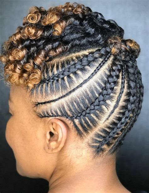 Hairstyles Black Updo With Cornrows And Highlights
