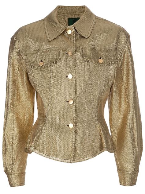 Design by olivia women's classic/destroyed vintage blue stone washed long sleeve denim jean jacket 4.4 out of 5 stars 945 $22.00 $ 22. Lyst - Jean Paul Gaultier Metallic Gold Jacket in Yellow
