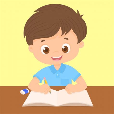 Niño Escribiendo En Su Escritorio Vector Premium Free Vector Freepik