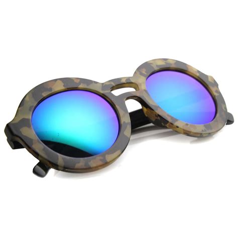 Women S Round Double Bridge Revo Lens Sunglasses Zerouv