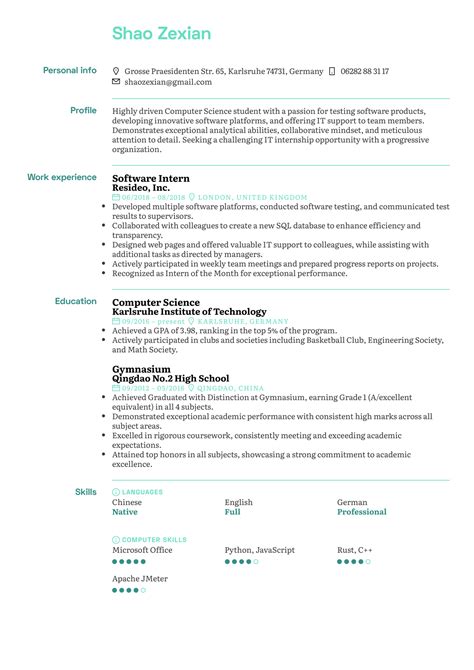 Computer Science Internship Resume Template - vrogue.co