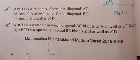 Abcd Is A Rhombus Show That Diagonal Ac Bisects A As Well As C And