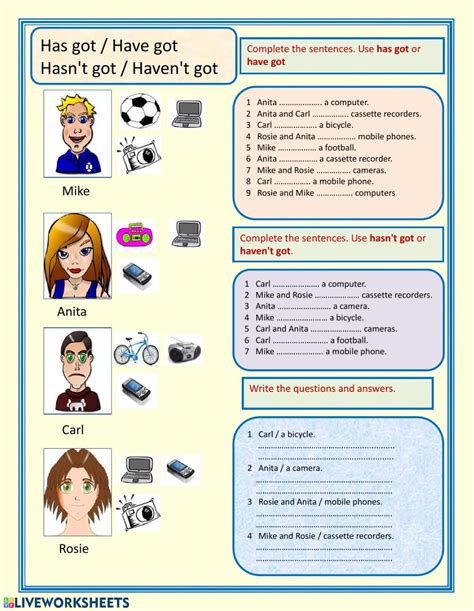 Have Got Has Got Interactive Worksheet Learn English Teaching