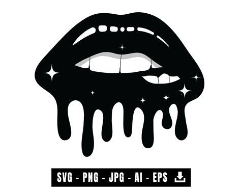 Dripping Lips SVG Black Lips SVG SVG Archivos para Cricut | Etsy