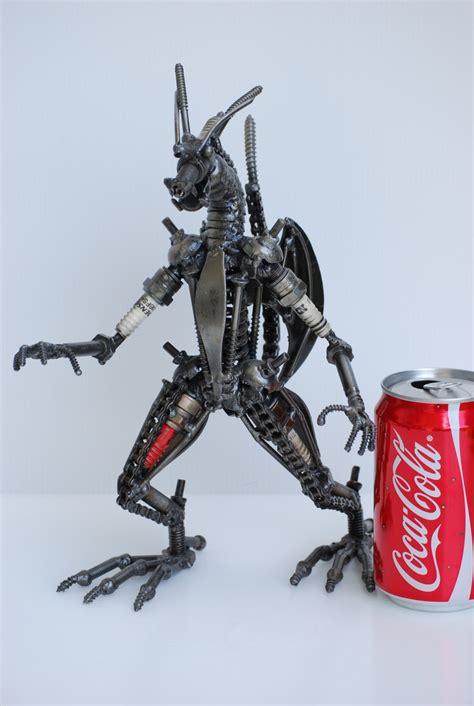 Dragon Scrap Metal Sculpture Model Recycled Handmade Art T