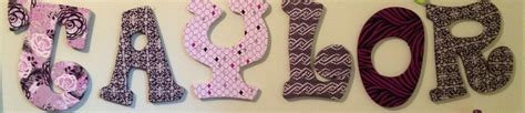 Fabric From Hobby Lobby Wrapped Around Wooden Letters For A Cute Design