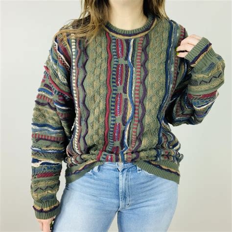 Textured Oversized Knit Grandpa Sweater Retro 90s Winter Fashion