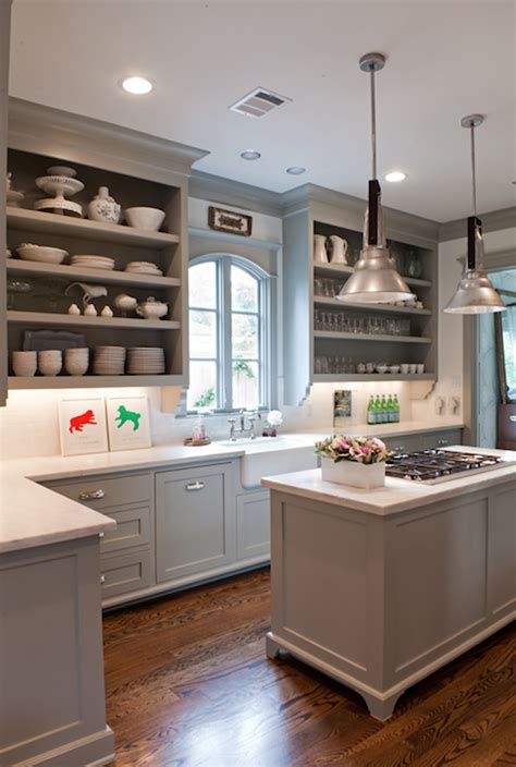 Gray or beige paint in your kitchen can help you bridge the gap between wood, hardware, and flooring. Gray Kitchen Cabinets - Transitional - kitchen - Benjamin ...