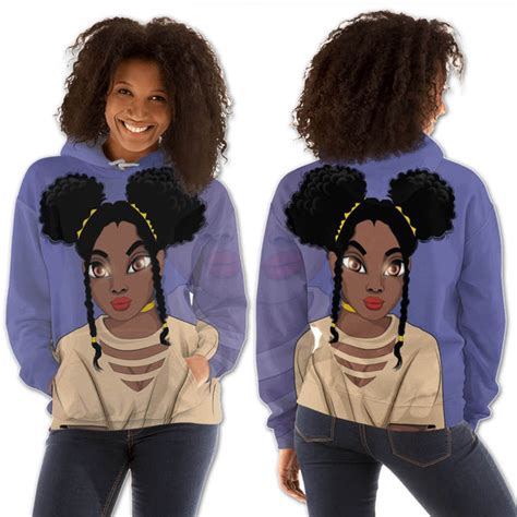African American Hoodies Pretty Girl With Afro All Over Print Womens Hooded Sweatshirt African