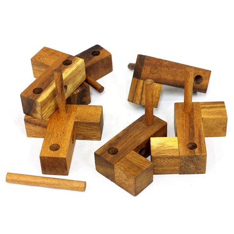Interlocking puzzle pieces fit together. Ancient Key Puzzle Interlocking Mechanical Brain Teaser