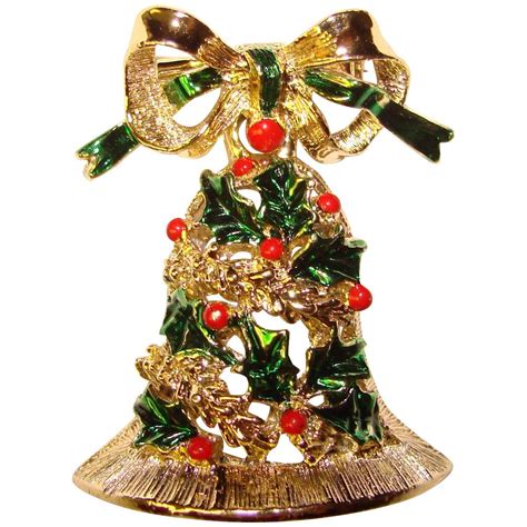 Gorgeous Gerrys Holly Christmas Bell Vintage Brooch This Gorgeous
