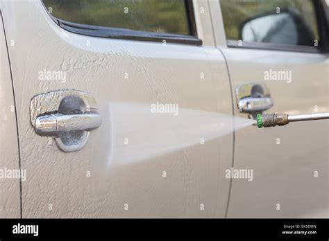 Close Up Car Washing With High Pressure Water Jet Stock Photo Alamy