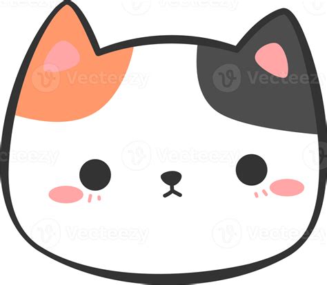 Cute Kitty Cat Head Cartoon Element 9665325 Png