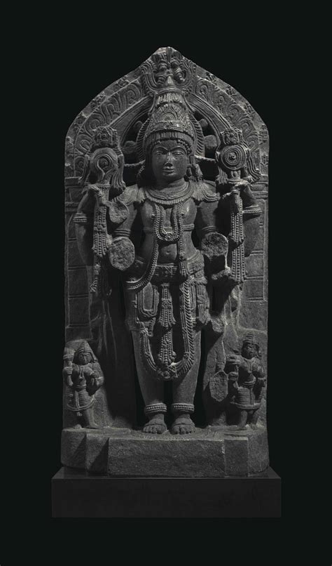 A Large Stone Figure Of Vishnu India Karnataka Hoysala Period 12th
