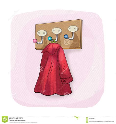 Wall Coat Rack and Coat Hook Stock Illustration - Illustration of