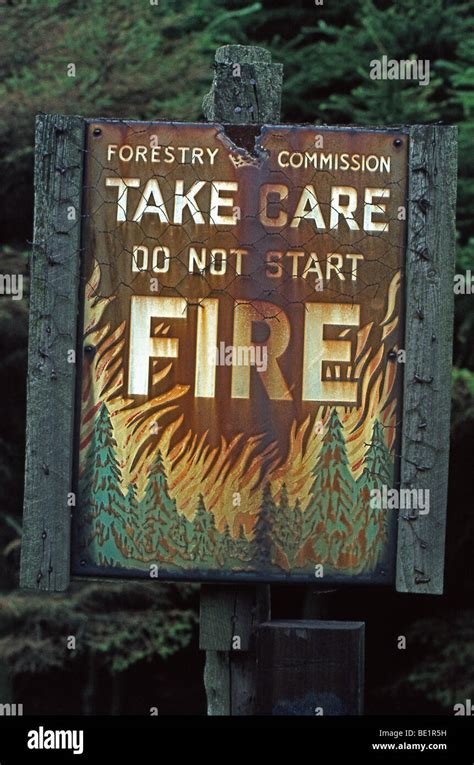 Old 1970s Forest Fire Warning Sign Forestry Commission Near Glossop