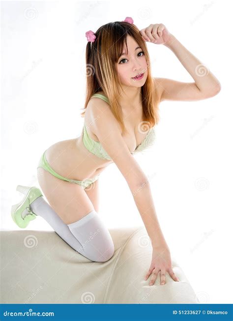 Asian Woman Girl In Underwear Japanese Style Stock Image Image Of