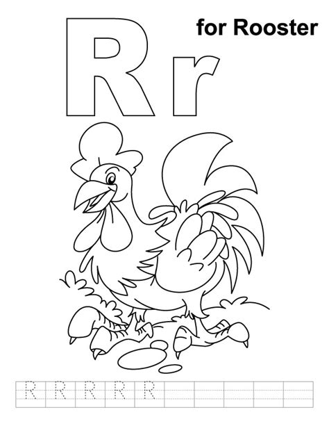 These preschool coloring worksheets and printables will provide hours of amusement. R for rooster coloring page with handwriting practice ...