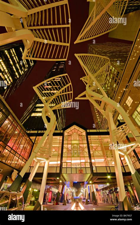 The Steel Trees Sculpture At Night Along Stephen Avenue Mall Aka