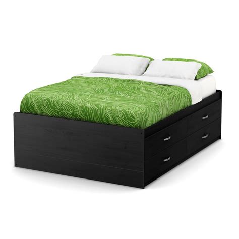 Black Full Size Captain Bed With 4 Drawers 54 Inch Lazer Rc