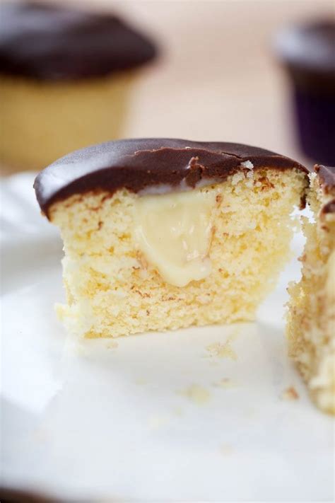 8) pour cream over chocolate chips and let sit for 1 minute. Life Changing Boston Cream Pie Cupcakes - Baking Beauty