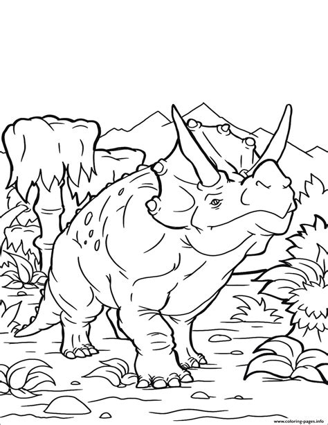 Triceratops Dinosaur Coloring Page Printable