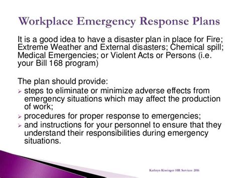 Workplace Emergency Response Plans