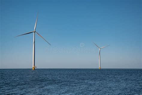 Offshore Windmill Farm In The Ocean Westermeerwind Park Windmills At