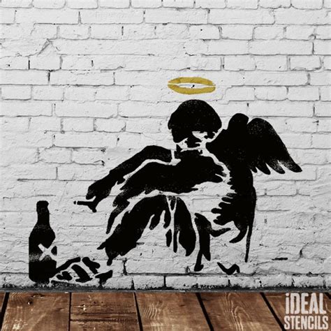Banksy Fallen Angel Stencil Huge Life Size Wall Art Stencil Etsy Uk