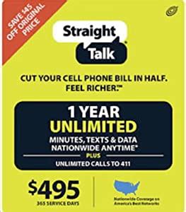 Check spelling or type a new query. Amazon.com: Straight Talk 1 Year Unlimited Refill Card: Cell Phones & Accessories