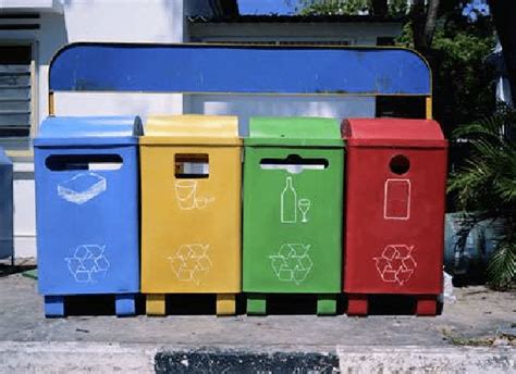 Colour Coded Recycling Bins For Waste Separation At The Source Of