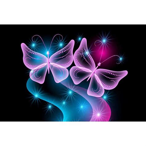 Full Drill Pattern Diamond Painting Embroidery Fluorescent Butterfly