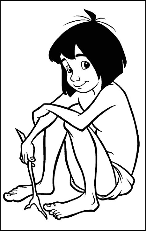 Jungle Book Mowgli Sit Back Coloring Pages For Kids #dOw : Printable