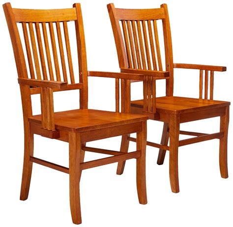 Coaster Set Of 2 Dining Arm Chairs Mission Style Medium Brown Finish Ebay