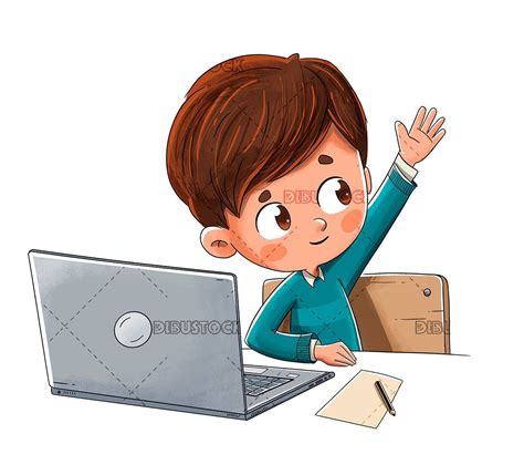 .who do well in class, or as a 'treat' if the class focuses on their core work during the body of the lesson. Boy with a computer raising his hand in class in 2020 ...