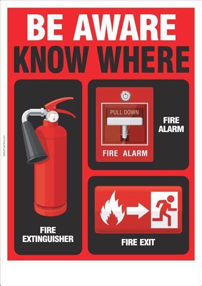 Fire Safety Poster Be Aware Fire Safety Poster Health And Safety