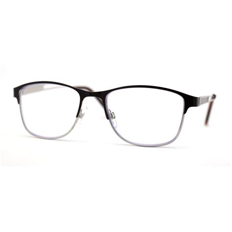 rectangle metal half rim spring hinge 3 multi focal progressive reading glasses brown silver 1