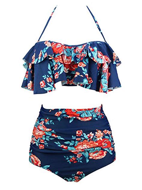 SAYFUT Women Plus Size Two Piece Swimsuit High Waist Slimming Bikini